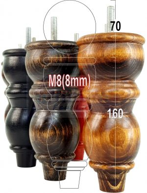 4 Replacement Solid Wood Furniture Sofa Legs Chair, Settee Feet 160mm High M8