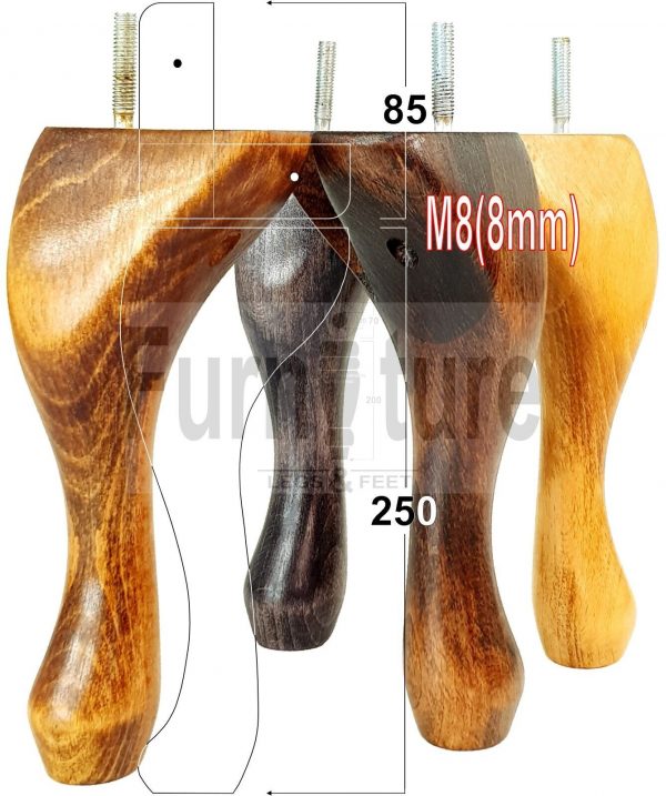 4 Replacement Traditional Queen Anne Furniture Legs 225mm High Sofa Chair Bed M8 - Image 12