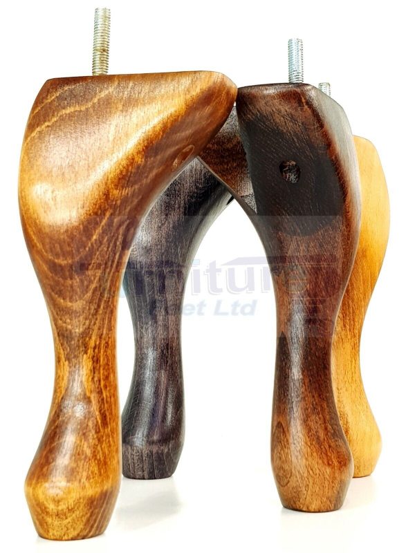 4 Replacement Traditional Queen Anne Furniture Legs 250mm High Sofa Chair Beds - Image 17