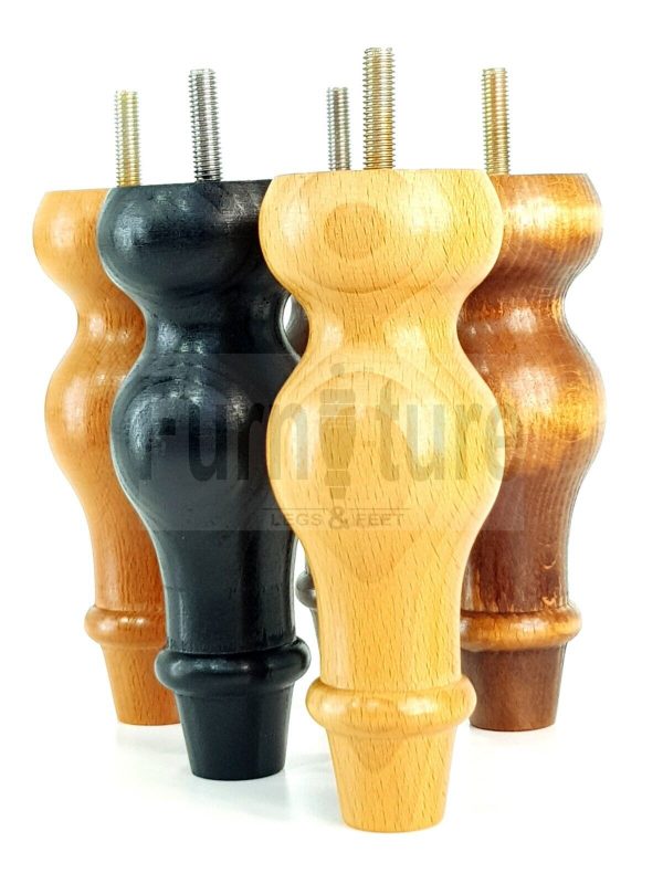 4 Replacement Turned Wood Furniture Sofa Leg M8 Chair Settee Bun Feet 150mm High - Image 10