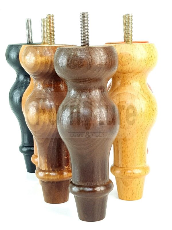 4 Replacement Turned Wood Furniture Sofa Leg M8 Chair Settee Bun Feet 150mm High - Image 11