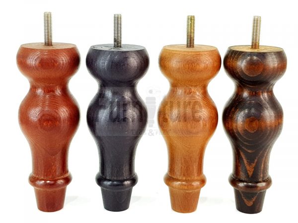 4 Replacement Turned Wood Furniture Sofa Leg M8 Chair Settee Bun Feet 150mm High - Image 2