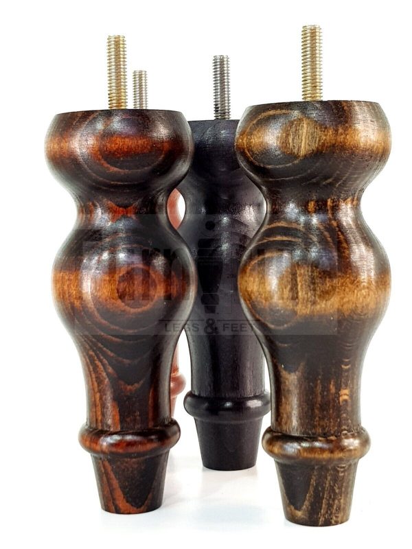 4 Replacement Turned Wood Furniture Sofa Leg M8 Chair Settee Bun Feet 150mm High - Image 3