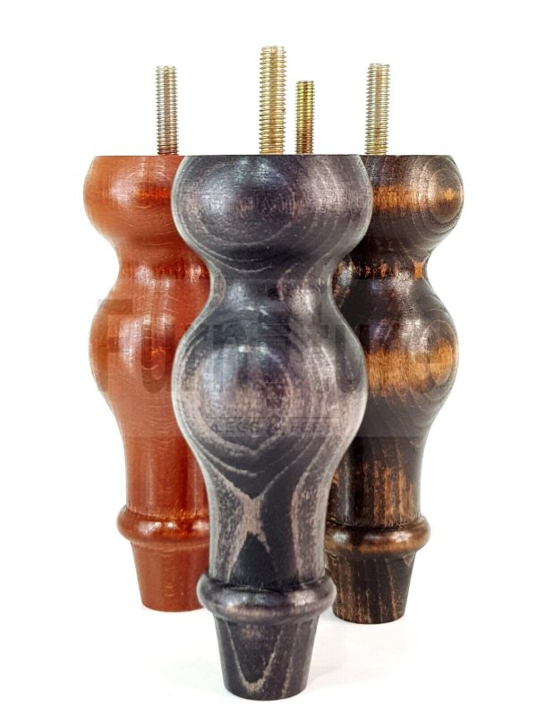 4 Replacement Turned Wood Furniture Sofa Leg M8 Chair Settee Bun Feet 150mm High - Image 5