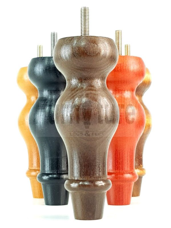 4 Replacement Turned Wood Furniture Sofa Leg M8 Chair Settee Bun Feet 150mm High - Image 9