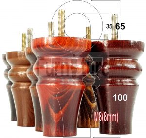 4 Replacement Wood Furniture Settee Sofa Legs M8 Chair Stool Bed Feet 100mm High