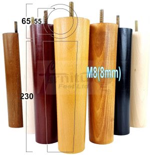 4 Round Wooden Chair Legs 230mm High Replacement Furniture Feet Sofa Cabinets M8