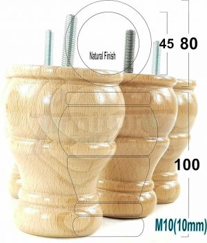 4 SOLID NATURAL WOOD BUN FEET TURNED WOOD FURNITURE LEGS  SOFA CHAIR STOOLS M10