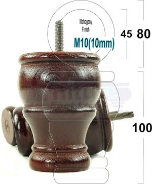4 SOLID WOOD BUN FEET MAHOGANY TURNED WOOD FURNITURE LEGS  SOFA CHAIR STOOLS M10