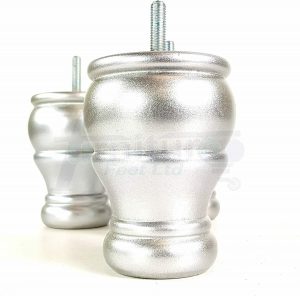 4 SOLID WOOD BUN FEET SILVER TURNED WOOD FURNITURE LEGS  SOFA CHAIR STOOLS M10