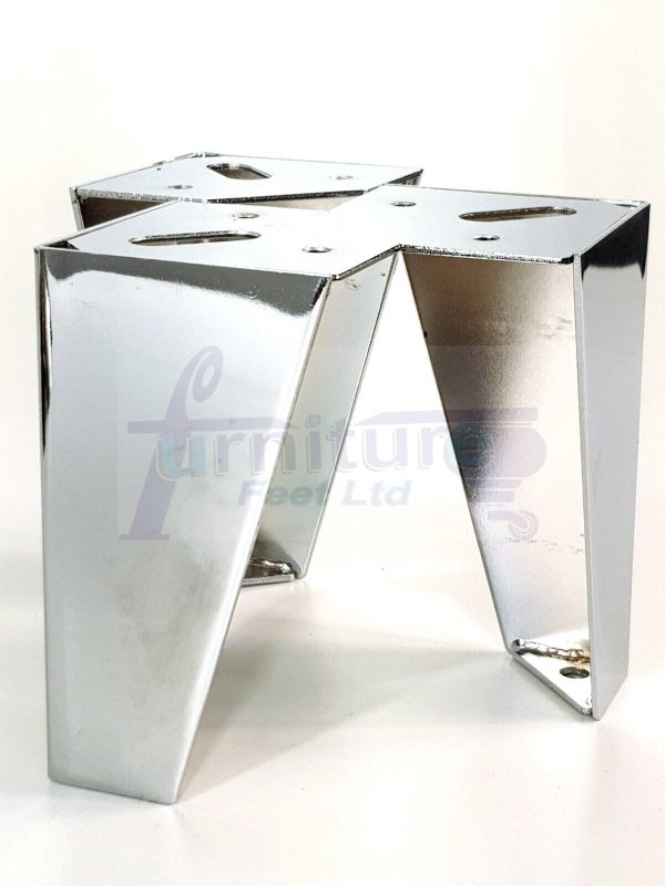 4 Silver Chrome Metal Legs 125mm High Replacement Feet Cabinet Sofa Chair Stool - Image 10