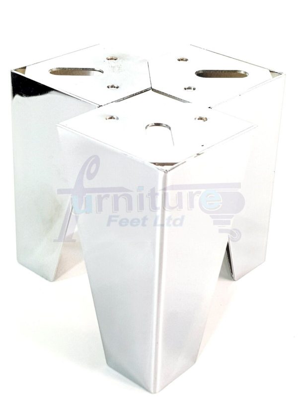 4 Silver Chrome Metal Legs 125mm High Replacement Feet Cabinet Sofa Chair Stool - Image 2