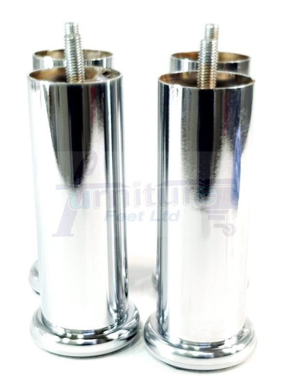 4 Silver Chrome Metal Legs 150mm High Replacement Feet Cabinet Sofa Chair Stool - Image 12