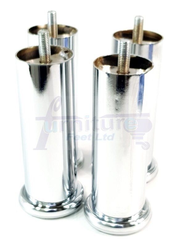 4 Silver Chrome Metal Legs 150mm High Replacement Feet Cabinet Sofa Chair Stool - Image 2