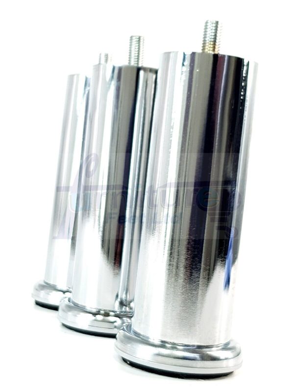 4 Silver Chrome Metal Legs 150mm High Replacement Feet Cabinet Sofa Chair Stool - Image 4