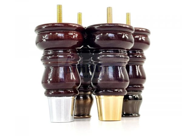 4 Slipper Cup Turned Wood Furniture Legs M8 Replacement Chair Feet Couch 165mm - Image 3