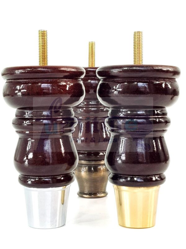 4 Slipper Cup Turned Wood Furniture Legs M8 Replacement Chair Feet Couch 165mm - Image 4
