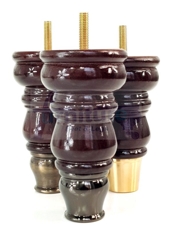 4 Slipper Cup Turned Wood Furniture Legs M8 Replacement Chair Feet Couch 165mm - Image 5