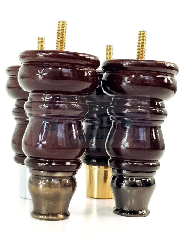 4 Slipper Cup Turned Wood Furniture Legs M8 Replacement Chair Feet Couch 165mm - Image 6