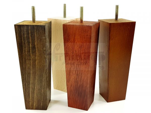 4 Square Wood Legs Replacement Block Furniture Feet 100 - 240mm High M8 Oak - Image 10