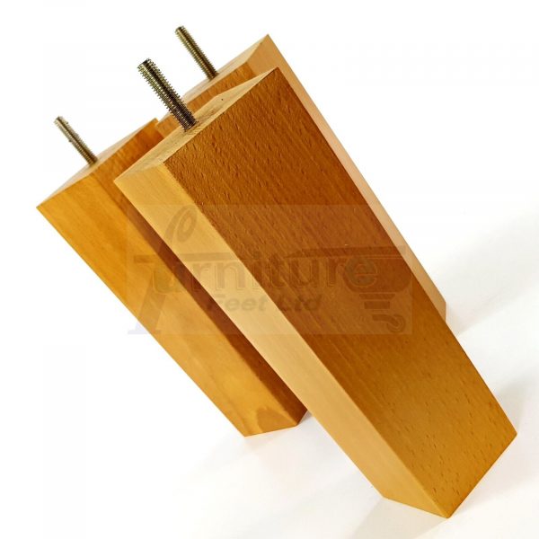4 Square Wood Legs Replacement Block Furniture Feet 100 - 240mm High M8 Oak - Image 5