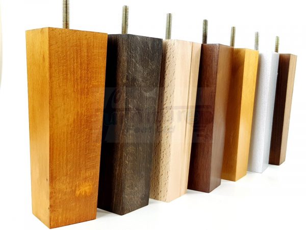 4 Square Wood Legs Replacement Block Furniture Feet 100 - 240mm High M8 Oak - Image 7
