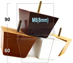 4 Square Wood Sofa Legs 60mm High Replacement Furniture Feet Chairs Cabinets M8