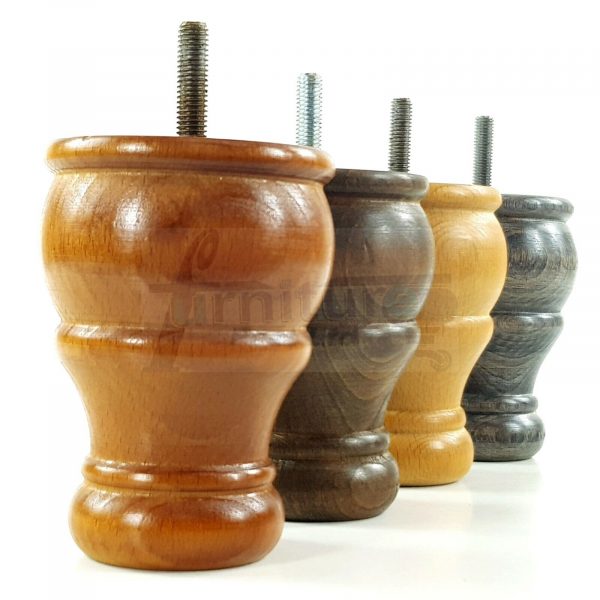 4 Turned Wood Furniture Chair Legs M8 Replacement Sofa, Settee Feet 100mm High - Image 7