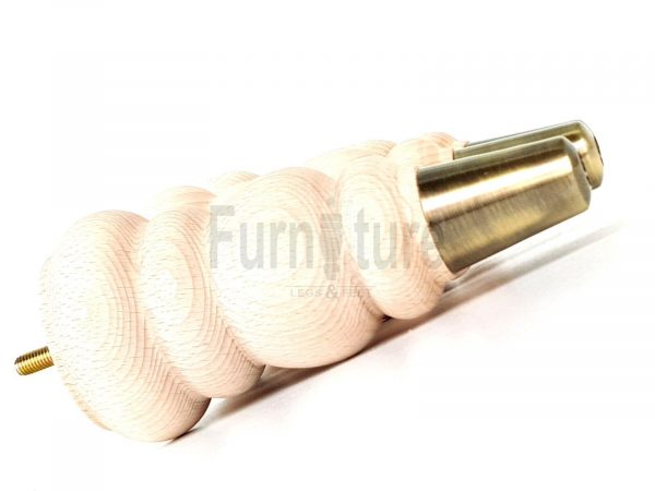 4 Turned Wood Furniture Feet Antique Brass Slipper Cup M8 Chair Sofa Legs 185mm - Image 9