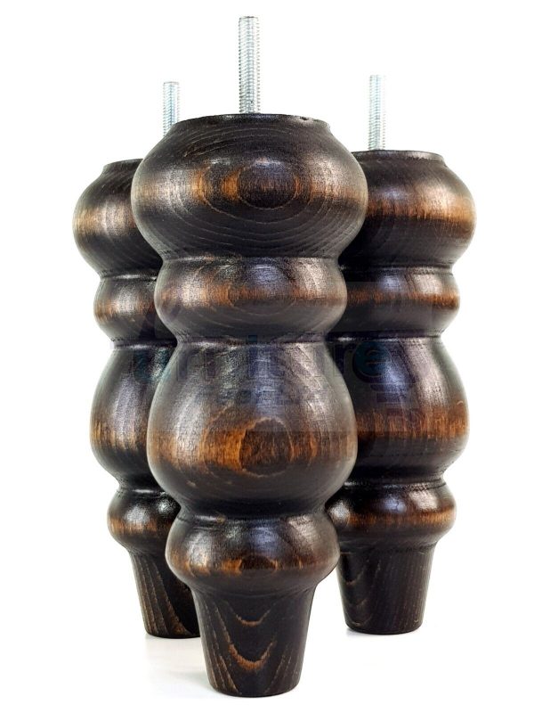 4 Turned Wood Repacement Furniture Leg Burnt Oak M8 Sofa Chair Settee Feet 200mm - Image 3