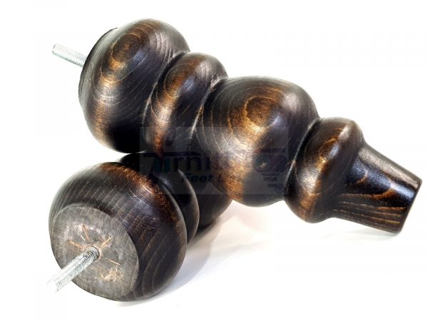 4 Turned Wood Repacement Furniture Leg Burnt Oak M8 Sofa Chair Settee Feet 200mm - Image 7
