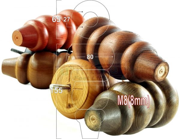 4 Turned Wood Sofa Legs 150mm High Replacement Furniture Feet Chairs Cabinets M8 - Image 8