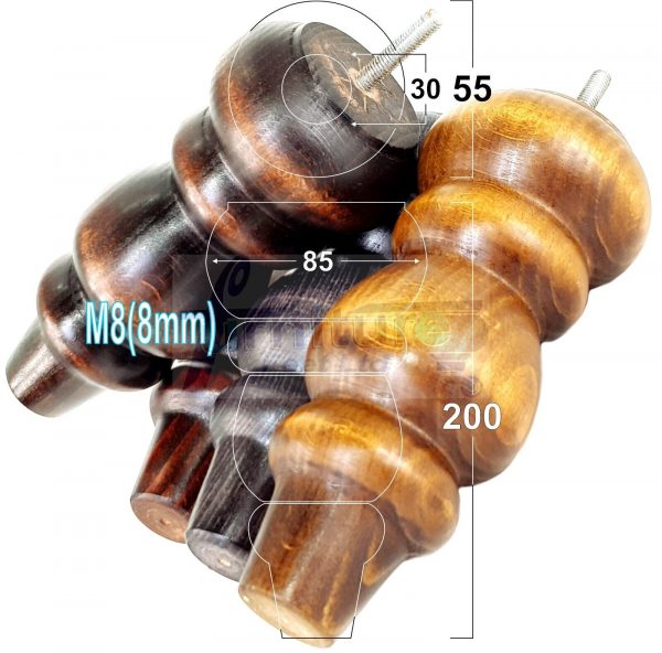 4 Turned Wood Sofa Legs 200mm High Replacement Furniture Feet Chairs Cabinets M8 - Image 9