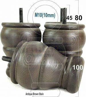 4 WOOD BUN FEET ANTIQUE BROWN STAIN TURNED FURNITURE LEGS SOFA CHAIR STOOL M10