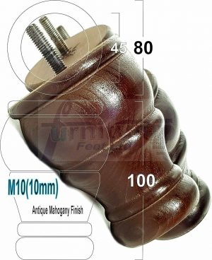 4 WOOD BUN FEET ANTIQUE MAHOGANY TURNED FURNITURE LEGS  SOFA CHAIR FOOTSTOOL M10