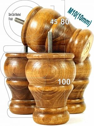 4 WOOD BUN FEET DARK OAK WASHED TURNED FURNITURE LEGS  SOFA CHAIR FOOTSTOOL M10