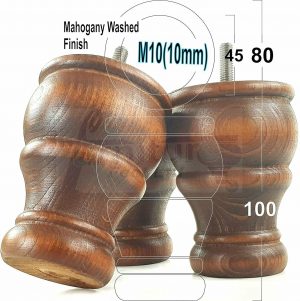 4 WOOD BUN FEET MAHOGANY WASHED TURNED FURNITURE LEGS  SOFA CHAIR FOOTSTOOL M10
