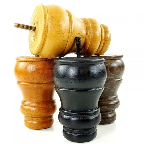 4 WOODEN FURNITURE LEGS M10 REPLACEMENT BUN FEET 125mm HIGH MULTIPLE COLOURS - Image 3