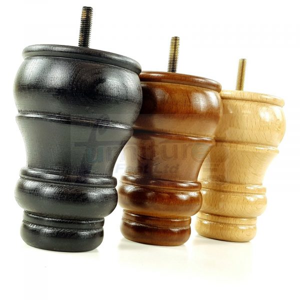 4 WOODEN FURNITURE LEGS M10 REPLACEMENT BUN FEET 125mm HIGH MULTIPLE COLOURS - Image 5