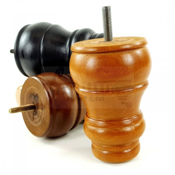4 WOODEN FURNITURE LEGS M10 REPLACEMENT BUN FEET 125mm HIGH MULTIPLE COLOURS - Image 6