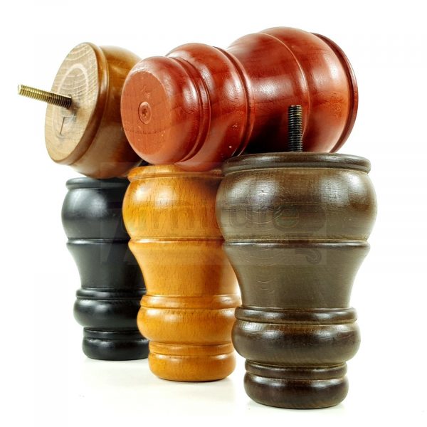 4 WOODEN FURNITURE LEGS M10 REPLACEMENT BUN FEET 125mm HIGH MULTIPLE COLOURS - Image 9