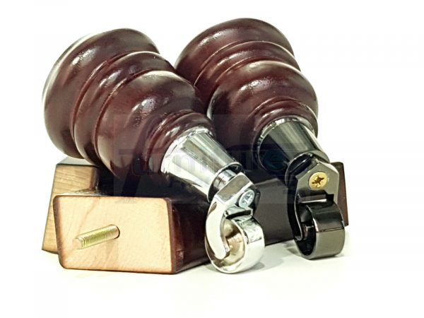 4 WOODEN FURNITURE LEGS M10 REPLACEMENT FEET 2 WITH CASTORS 155mm HIGH MAHOGANY - Image 11