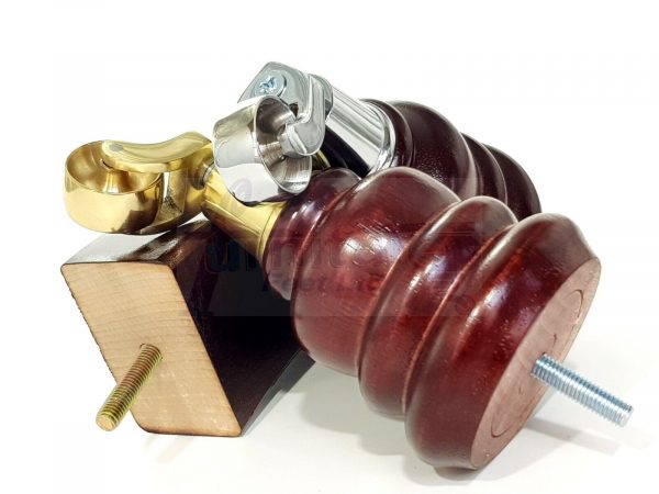 4 WOODEN FURNITURE LEGS M10 REPLACEMENT FEET 2 WITH CASTORS 155mm HIGH MAHOGANY - Image 12