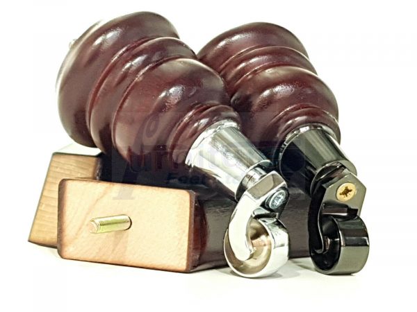 4 WOODEN FURNITURE LEGS M10 REPLACEMENT FEET 2 WITH CASTORS 155mm HIGH MAHOGANY - Image 9