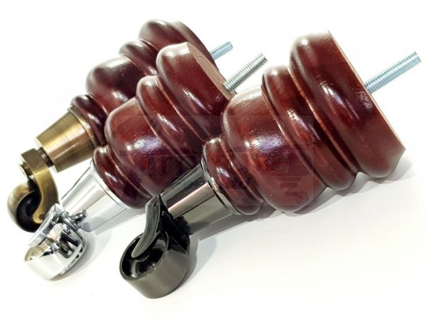 4 WOODEN FURNITURE LEGS M10 REPLACEMENT FEET WITH CASTORS 155mm HIGH MAHOGANY - Image 10