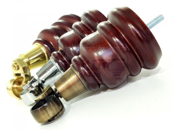 4 WOODEN FURNITURE LEGS M10 REPLACEMENT FEET WITH CASTORS 155mm HIGH MAHOGANY - Image 6