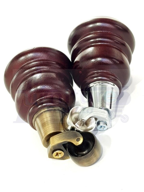 4 WOODEN FURNITURE LEGS M10 REPLACEMENT FEET WITH CASTORS 155mm HIGH MAHOGANY - Image 9