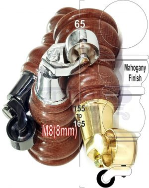 4 WOODEN FURNITURE LEGS M8 REPLACEMENT FEET WITH MULTIPLE CASTORS 165mm HIGH