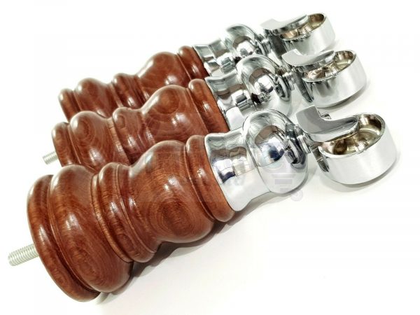 4 WOODEN FURNITURE LEGS M8 REPLACEMENT FEET WITH MULTIPLE CASTORS 165mm HIGH - Image 10