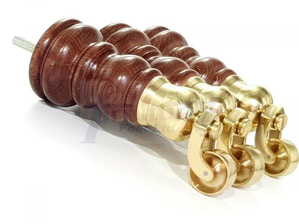 4 WOODEN FURNITURE LEGS M8 REPLACEMENT FEET WITH MULTIPLE CASTORS 165mm HIGH - Image 7